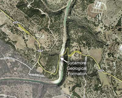 Map showing Sycamore Formation
