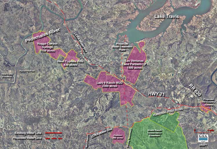 Proposed development facilitated by the LCRA water line.