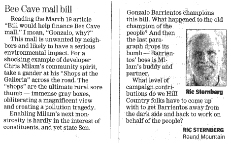 Letter to Statesman 3-24-05