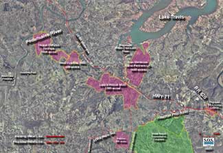 SOS map of LCRA water lines in Hamilton Pool Road area
